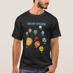 Camiseta Planetas do Sistema Solar — Sistema Espacial de Ci