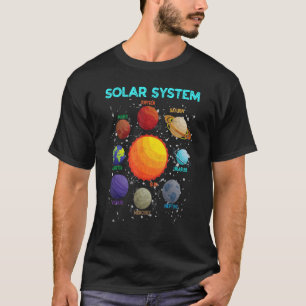 Camiseta Planetas Do Sistema Solar Sol E Ciência Espacial D