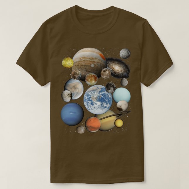 Camiseta Planetas e luas do Sistema Solar (Frente do Design)