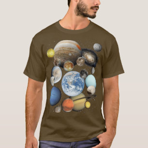 Camiseta Planetas e luas do Sistema Solar