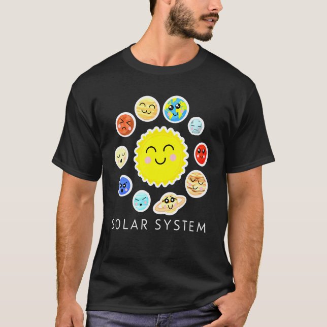 Camiseta Planetas Espaciais do Sistema Solar para Meninas e (Frente)