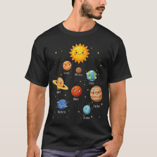 Camiseta Planetas Fofos ao Redor do Sol Espaço Galáxia
