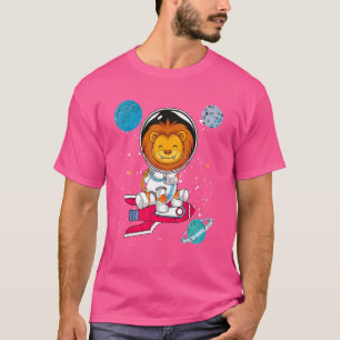 Camiseta Planetas Foguete África Cuja Cientista Animal Lion
