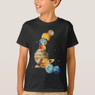 Camiseta Planetas Pintura Aquarela Espaço Arte Galáxia Home