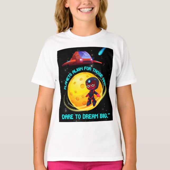 Camiseta Planetas se alinham para quem ousa sonhar grande (Frente)