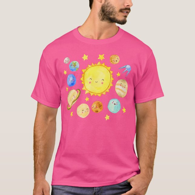 Camiseta Planetas sorridentes Astronomia Espacial dos Siste (Frente)