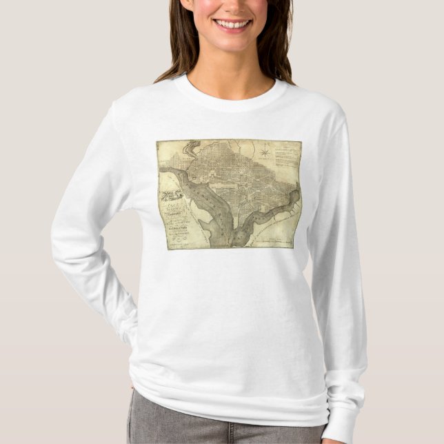Camiseta Plano da cidade de Washington (Frente)