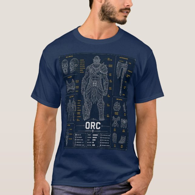 Camiseta Plano de Anatomia de Guerreiro Orc (Frente)