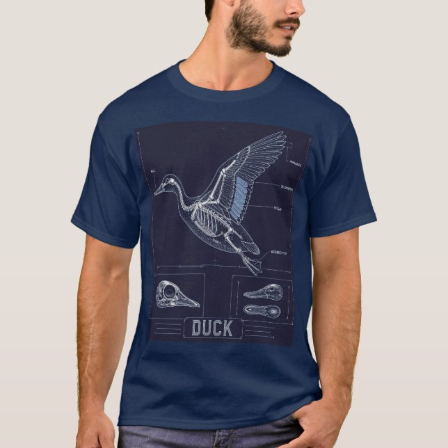 Camiseta Plano de Anatomia de Pato Ilustração Científica Vi (Frente)