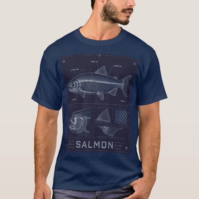 Camiseta Plano de Anatomia de Salmão (Frente)