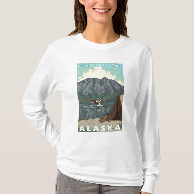 Camiseta Plano de Bush & pesca - parque nacional de Denali, (Frente)