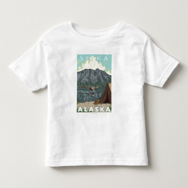 Camiseta Plano de Bush & pesca - Sitka, Alaska (Frente)