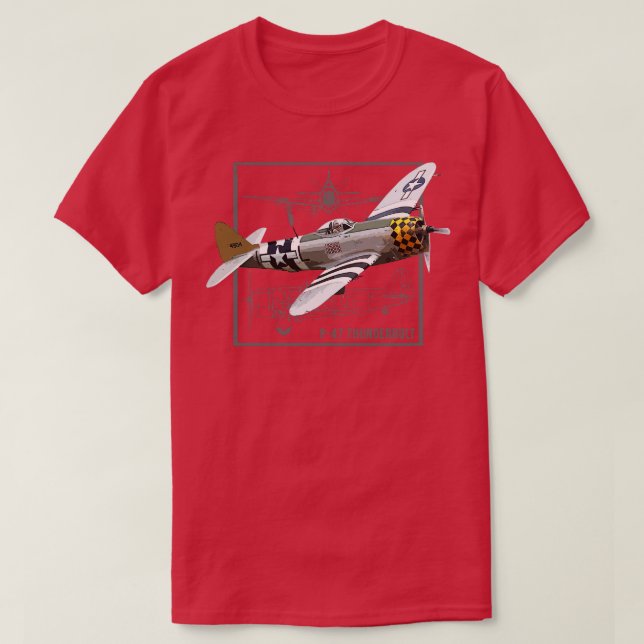 Camiseta Plano de Combatente WW2 da República P47 (Frente do Design)