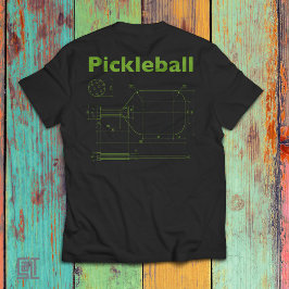 Camiseta Plano de Design de Raquete de Pickleball Divertido
