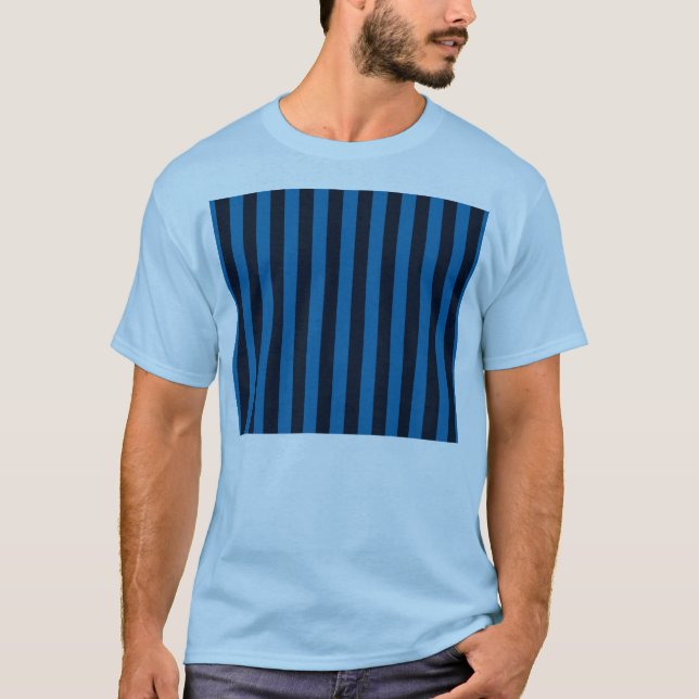 Camiseta Plano de Fundo de Stripes Verticais Azul Personali (Frente)