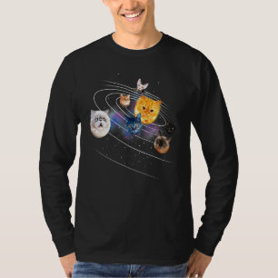 Camiseta Plano de Gatinho da Galáxia Solar Sol Terra Plutão
