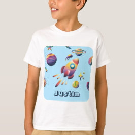 Camiseta Plano de Planetas Espaciais Coloridos Personalizad