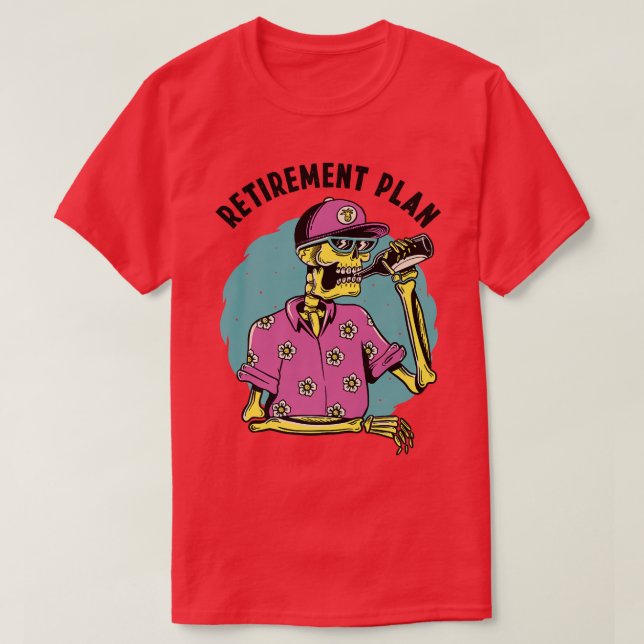 Camiseta Plano de Reforma Esqueleto de Bebendo de Cerveja E (Frente do Design)