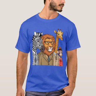 Camiseta plano médio de animais de desenho animado engraçad