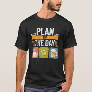 Camiseta Plano Para Dia Café Pesca Cerveja Amante Pescador
