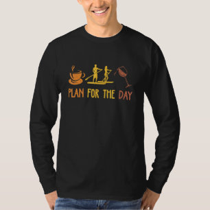 Camiseta Plano Para O Dia Café Paddleboard Bebedor De Vinho