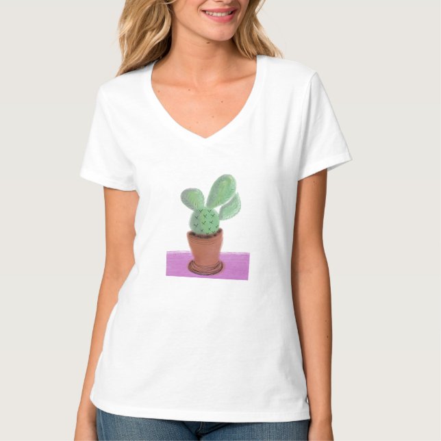 Camiseta Plant Cactus Green Purple houseplants  (Frente)