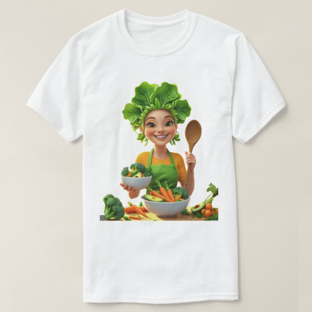 Camiseta Plant-Powered Chef – Cooking with Kindness (Frente do Design)