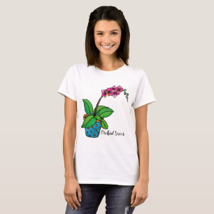 Camiseta Planta da orquídea da aguarela no pote bonito