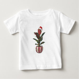 Camiseta Planta de Borracha Ficus Santa Chapéu Luzes de Nat