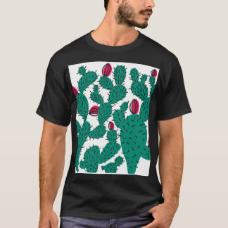 Camiseta Planta de cactus, padrão verde vintage sem costura