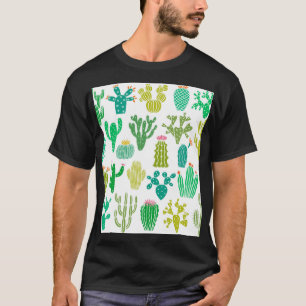 Camiseta Planta de cactus: vintage floral set.