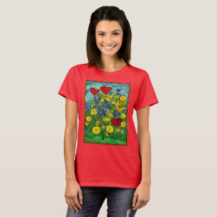 Camiseta Planta de coração no jardim do estilo van Gogh