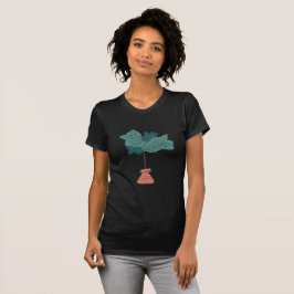 Camiseta Planta de Folha de Árvore Rabeca Desenhada à Mão