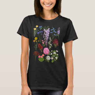 Camiseta Planta de Gráfico de Ilustração Botânica da Flor d