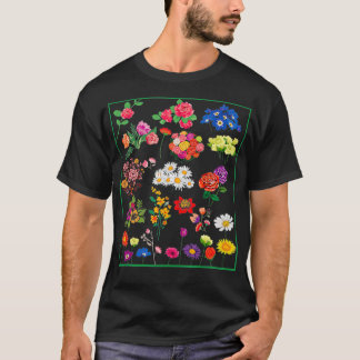 Camiseta Planta de Gráfico de Ilustração Botânica da Flor d