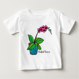 Camiseta Planta de Orquídea em Aquarela em Belo Vaso