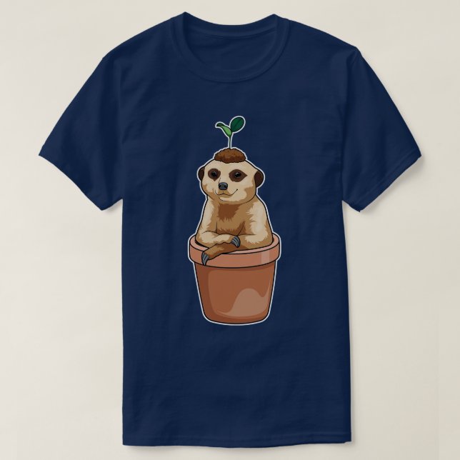 Camiseta Planta de pote de Flor Meerkat (Frente do Design)