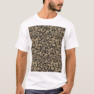 Camiseta Planta floral, estilizada, cinza
