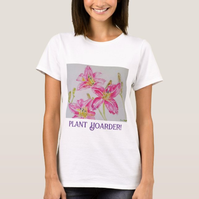 Camiseta Planta Hoarder Jardineiros Engraçados Aquarela Lil (Frente)