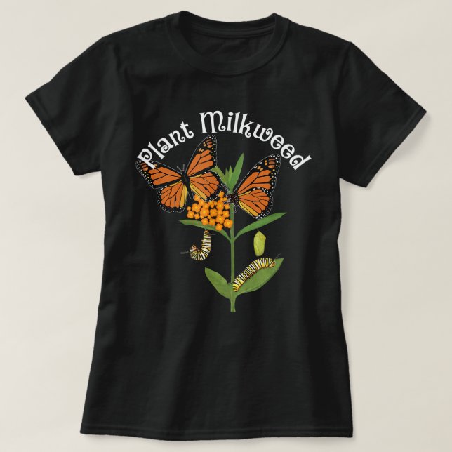 Camiseta Planta Milkweed Monarch Borterfly Tee Caterln (Frente do Design)