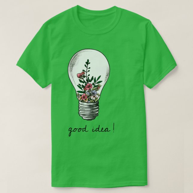 Camiseta planta natureza boa ideia aquarela jardineira (Frente do Design)