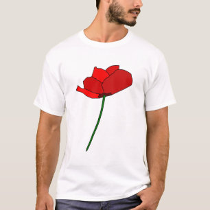Camiseta Planta Rosa de Flor Vermelha Poppy