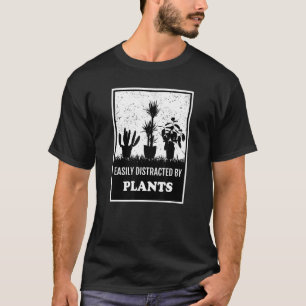 Camiseta Planta Silhouette Gardening Facilmente Distraída P