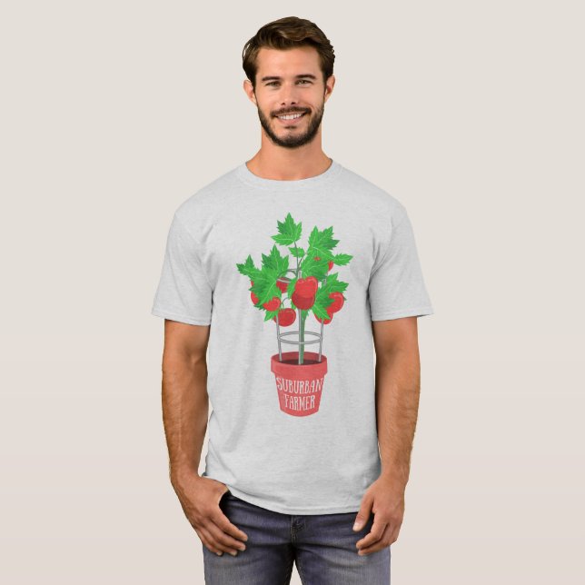Camiseta Planta suburbana do Fazendeiro-Tomate que cresce (Frente Completa)