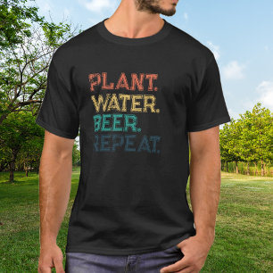 Camiseta Plantar Água Cerveja Repetir Tipografia Colorida