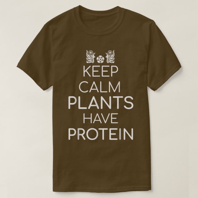 Camiseta Plantas Calmas Têm Proteína Vegan Vegetariana T-S (Frente do Design)