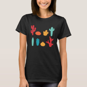 Camiseta Plantas Coloridas De Cactus Retro Para Jardinagem