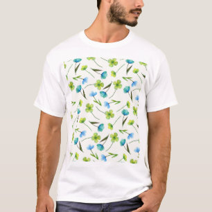 Camiseta Plantas De Aquarelas: Padrão Floral Sem Costura.
