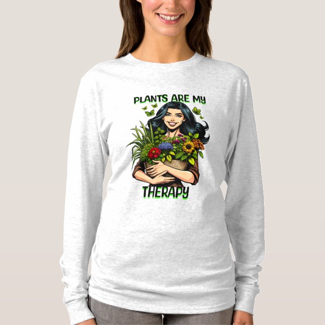 Camiseta Plantas são minha Terapia | Fitodependente Engraça (Frente)