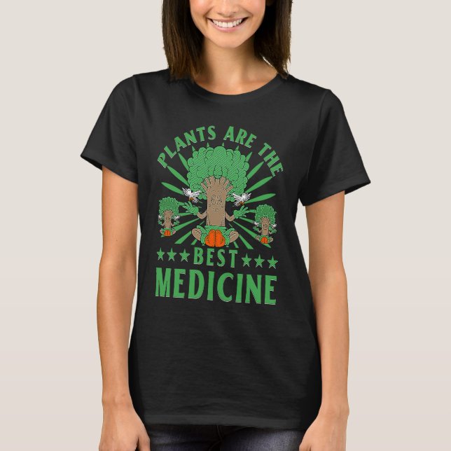 Camiseta Plantas são os melhores medicamentos que Vegan Veg (Frente)